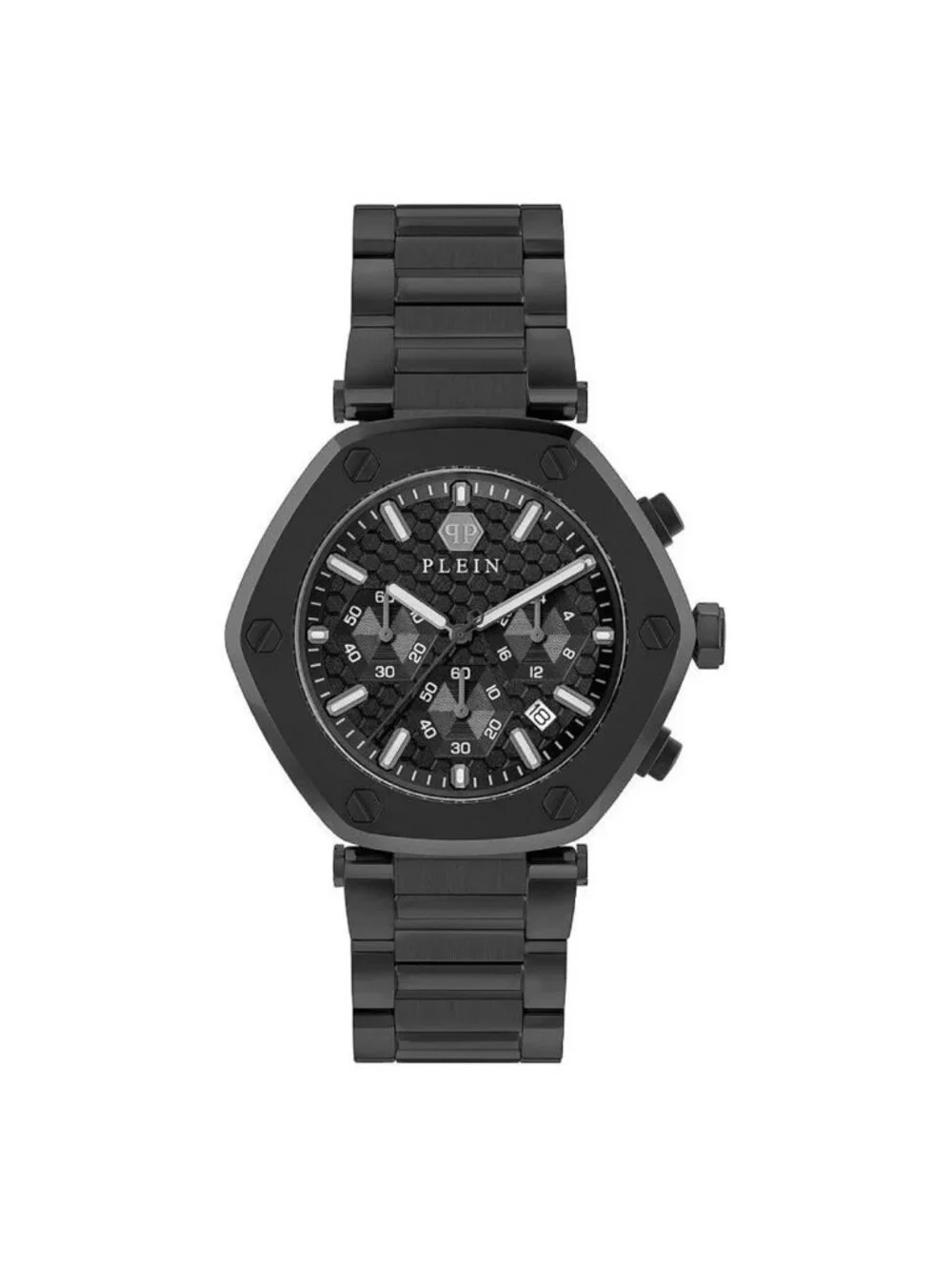 NWT Philipp Plein The Hexagon Chronograph Quartz Black Dial Men's Watch
